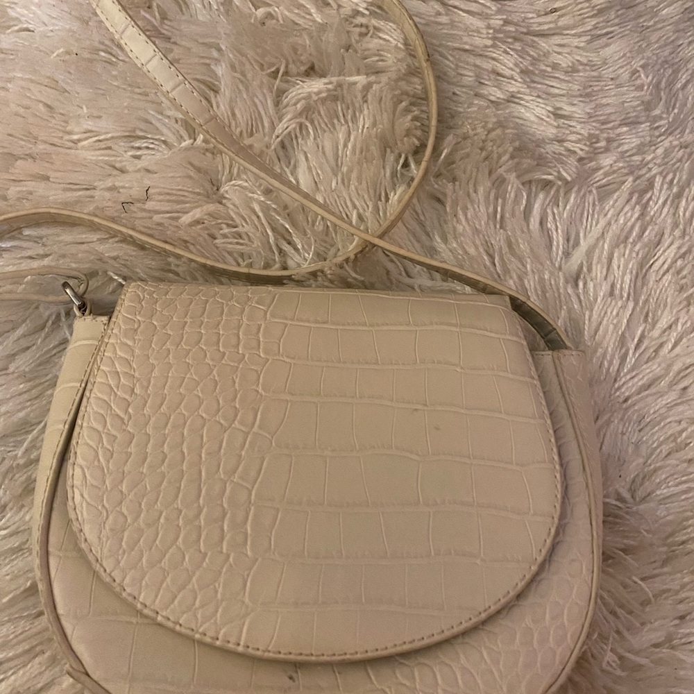 a new day Cream Croc-Embossed Crossbody Bag